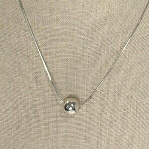 Round Snake Chain Sterling Silver Open Ball‎ Pendant Necklace 18.25"